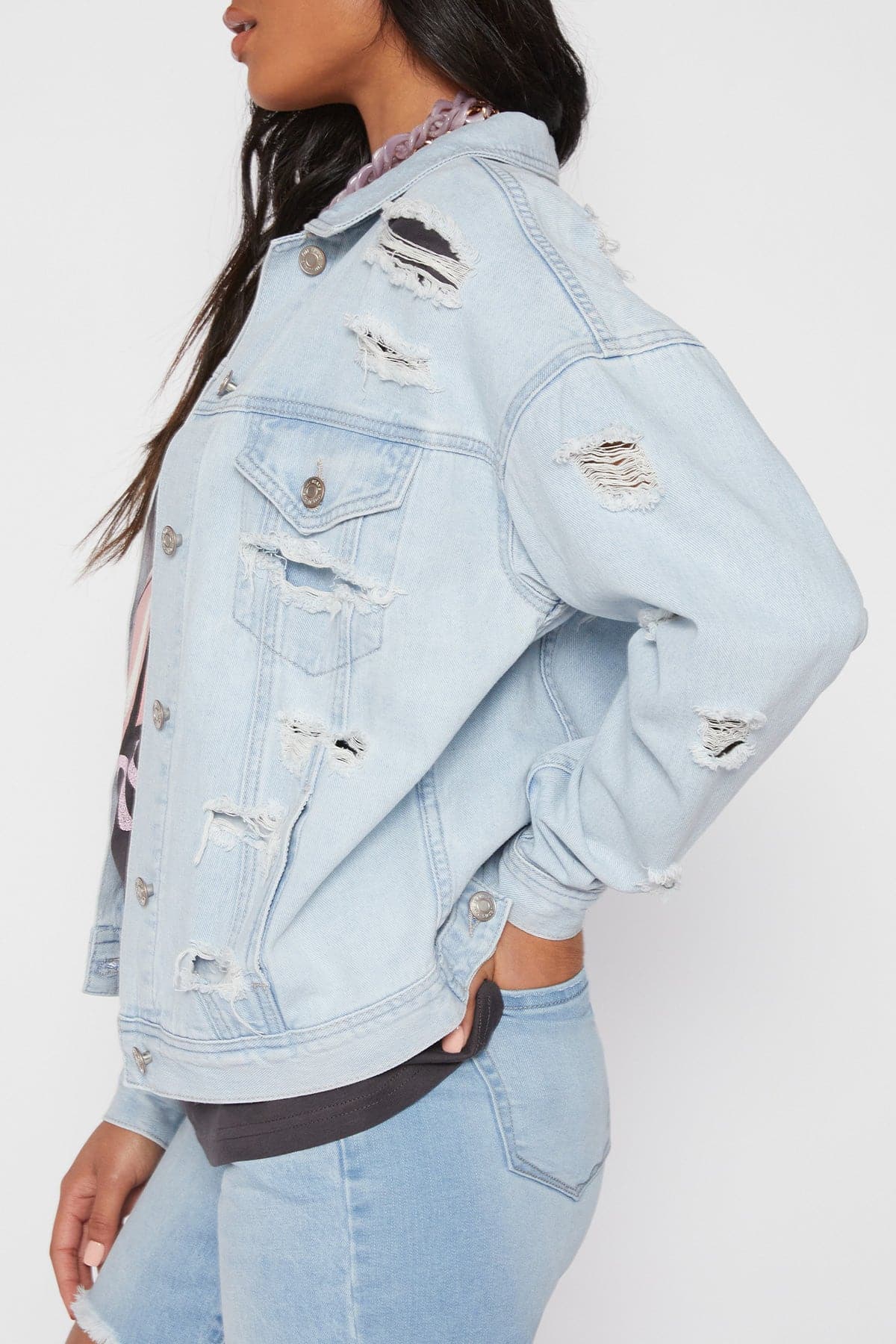 Junior Oversized Boyfriend Denim Jacket J105076