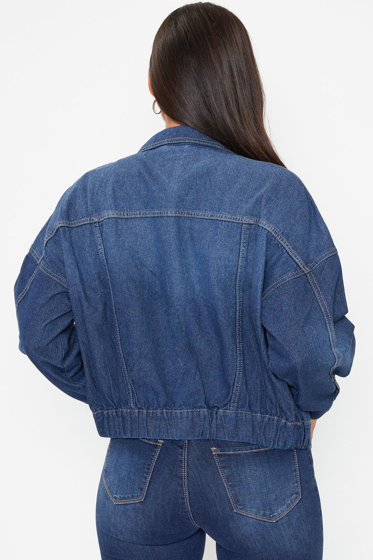 Juniors 80S Style Denim Jacket With Elastic Hem J107776