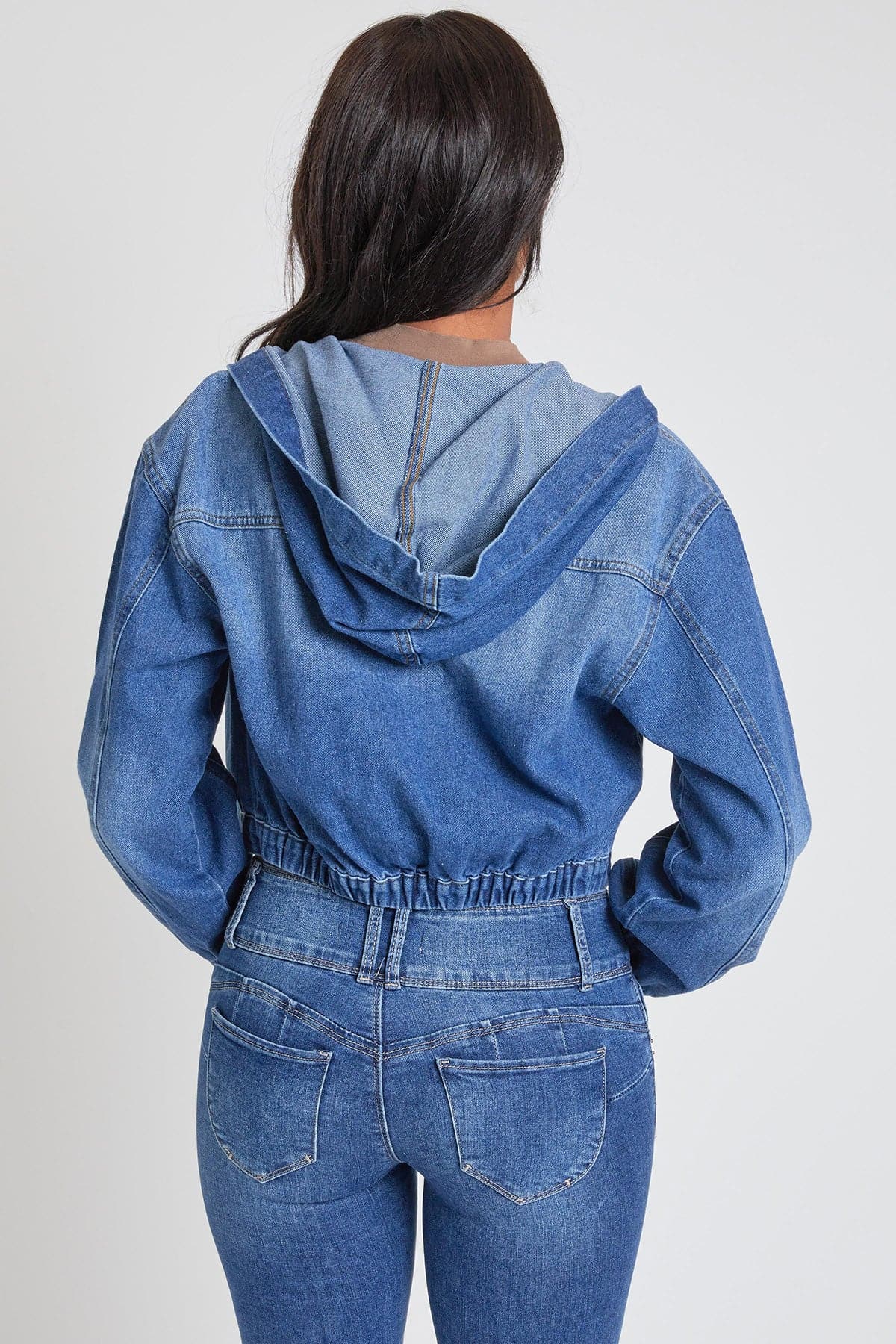 Junior Crop Hooded Denim Jacket J108376