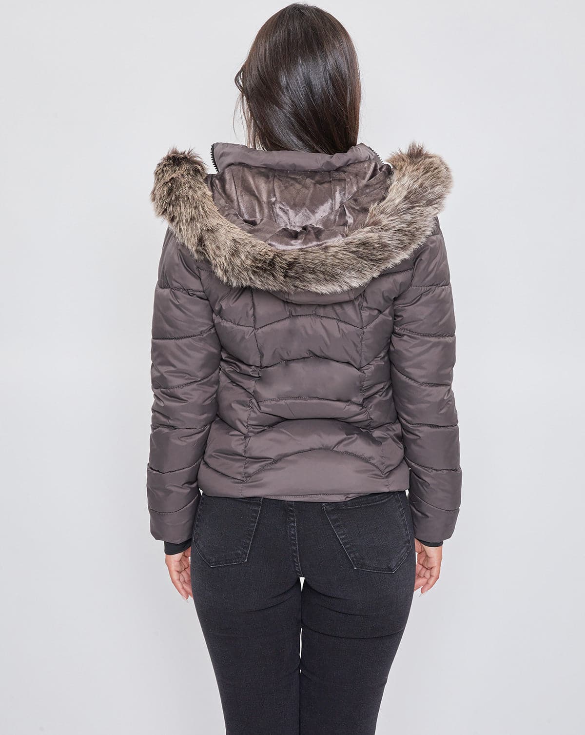 Women's Winter Puffer Jacket With Faux Fur Hoodie