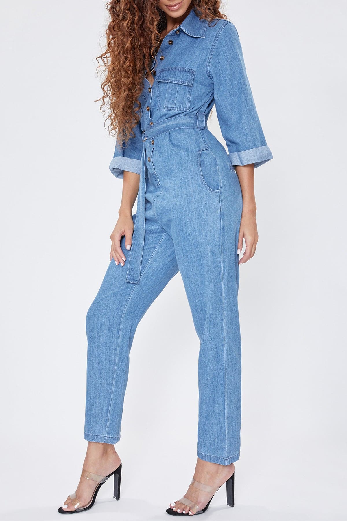 Junior Secrets Button Up Jumpsuit Js9903