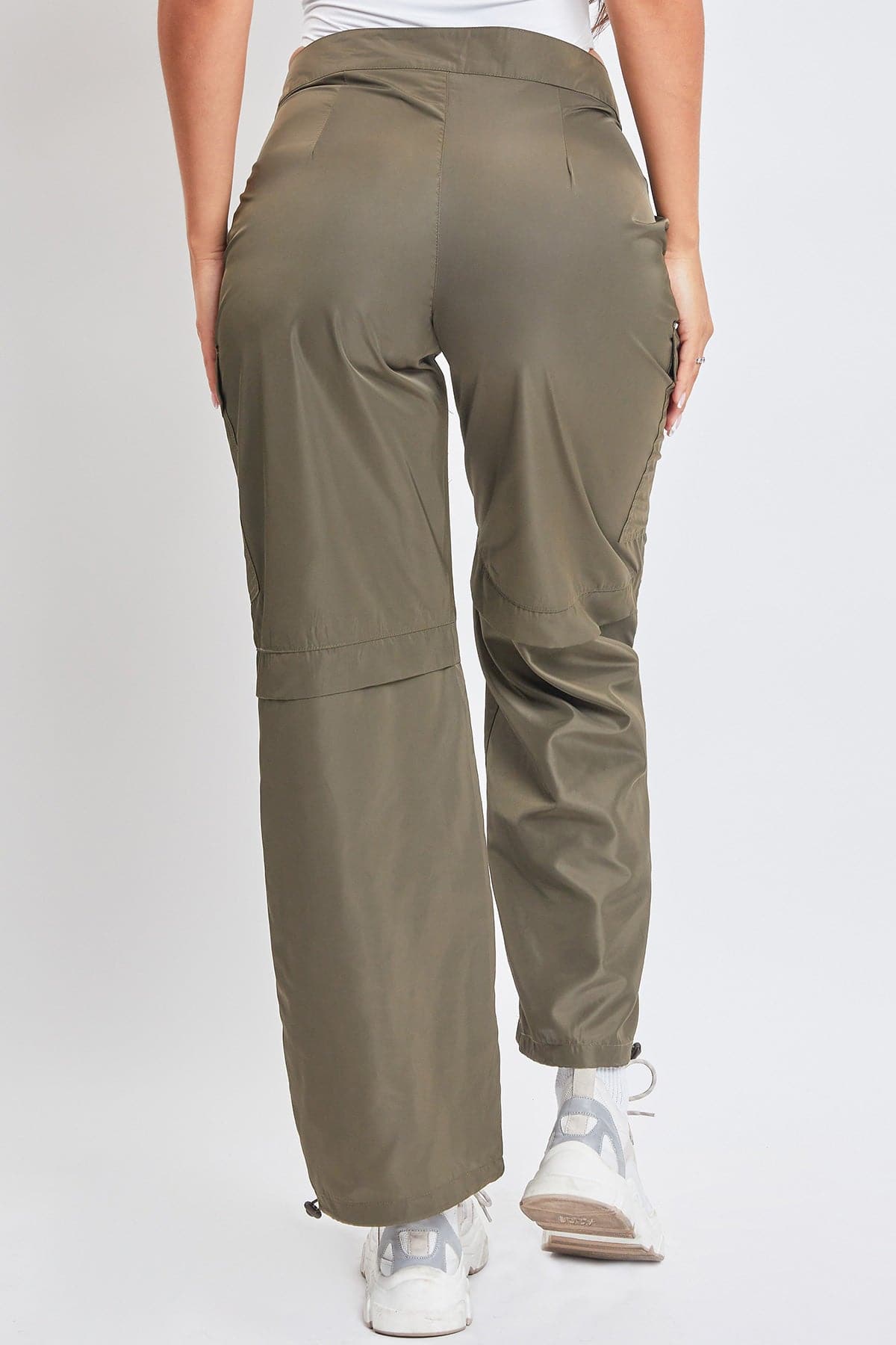 Women's  Nylon Cargo Pants With Bungee Hem