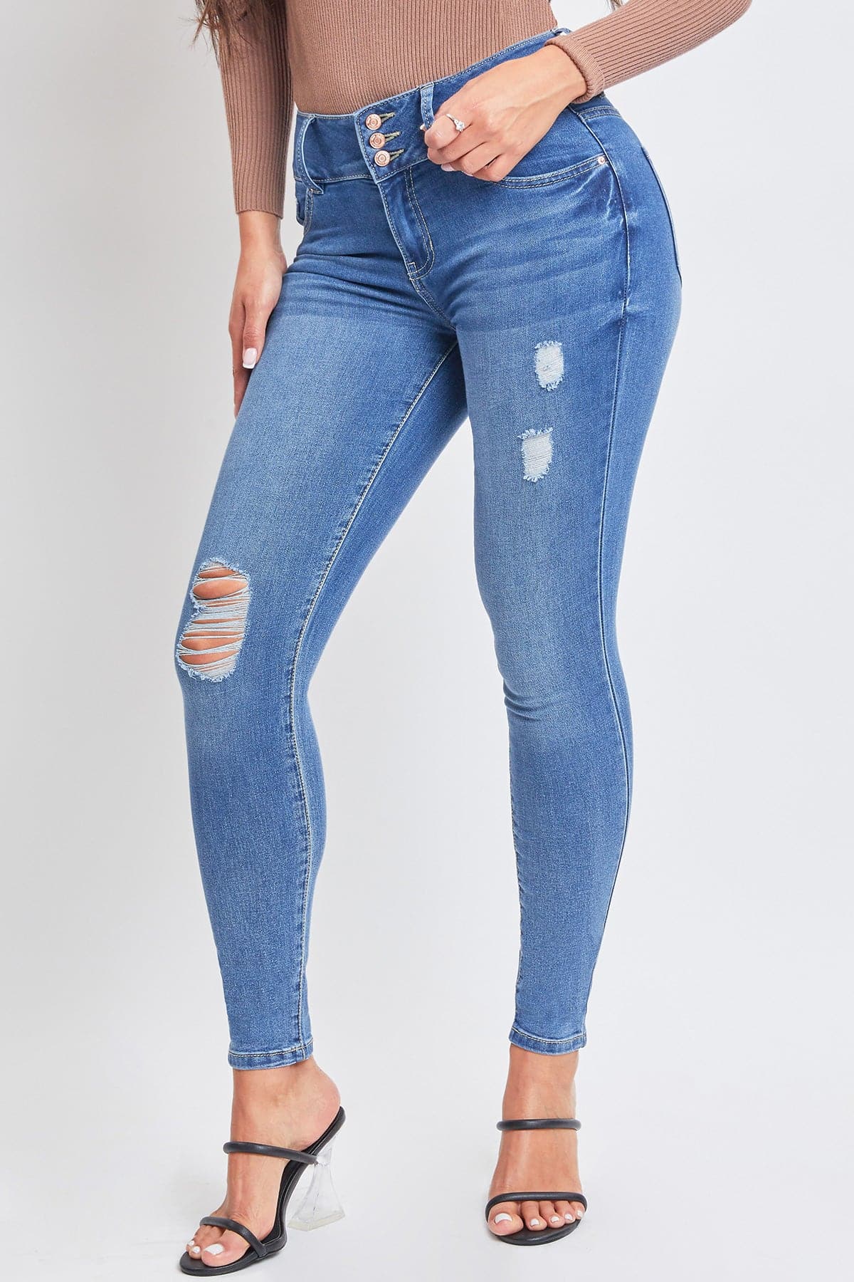 Women's Essential 3 Button Skinny Jeans