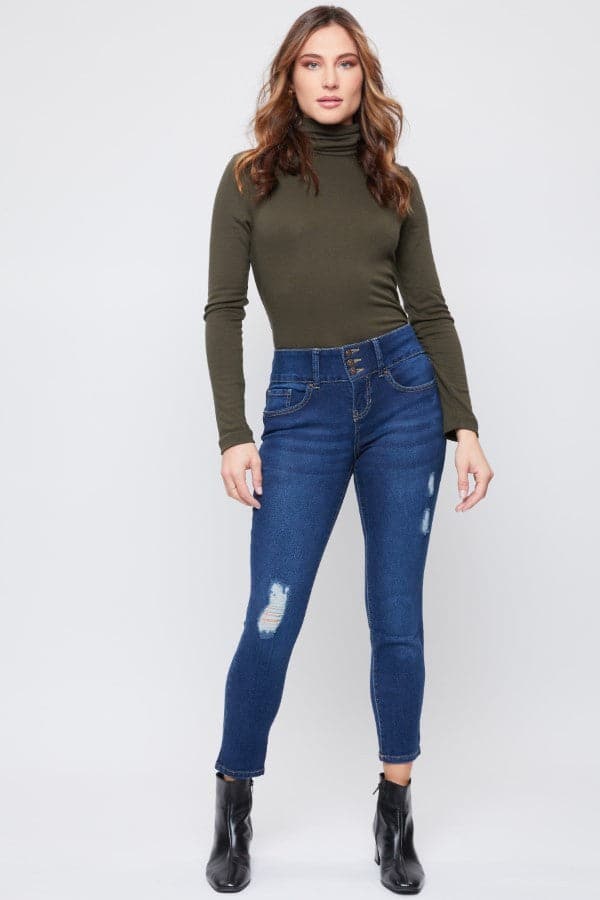 Women's Petite 3 Button High Rise Skinny Jean