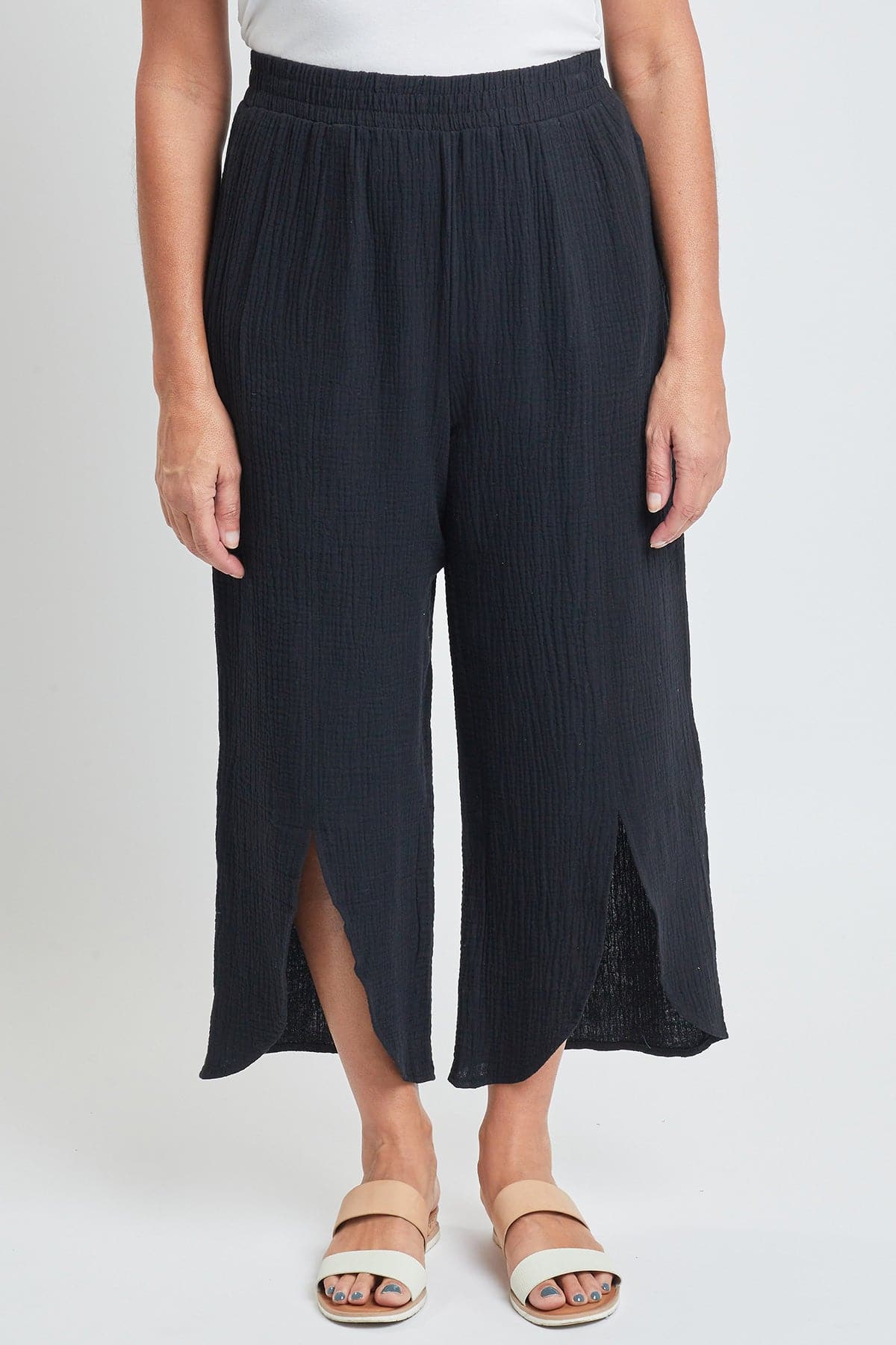 Women’s Double Gauze Front Split Wide Leg Pants