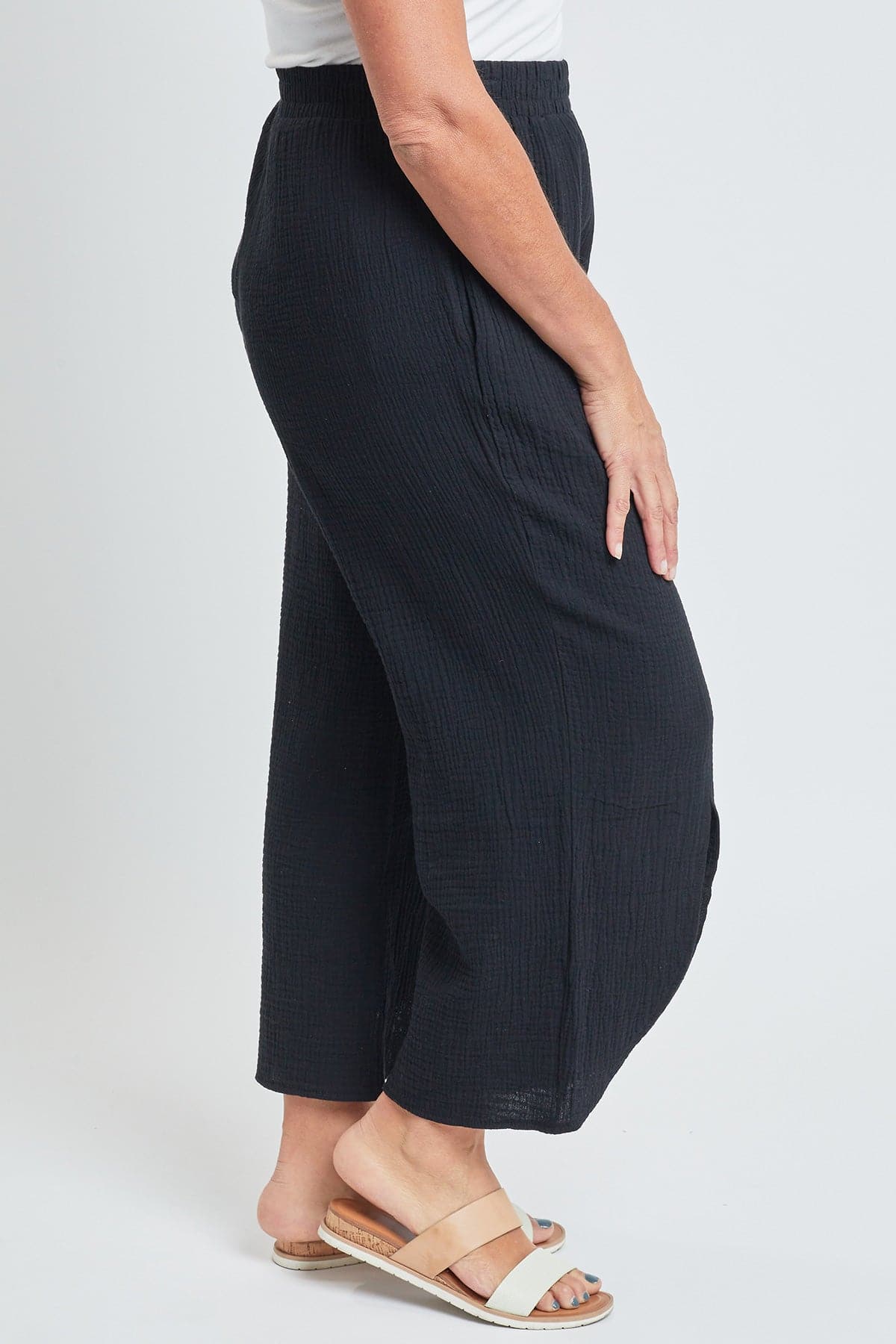 Women’s Double Gauze Front Split Wide Leg Pants