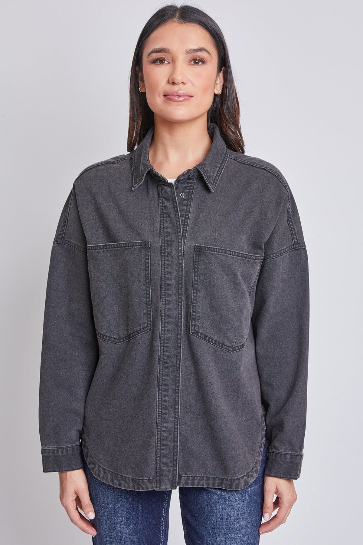 Women’s Oversized Shacket with Front Patch Pockets