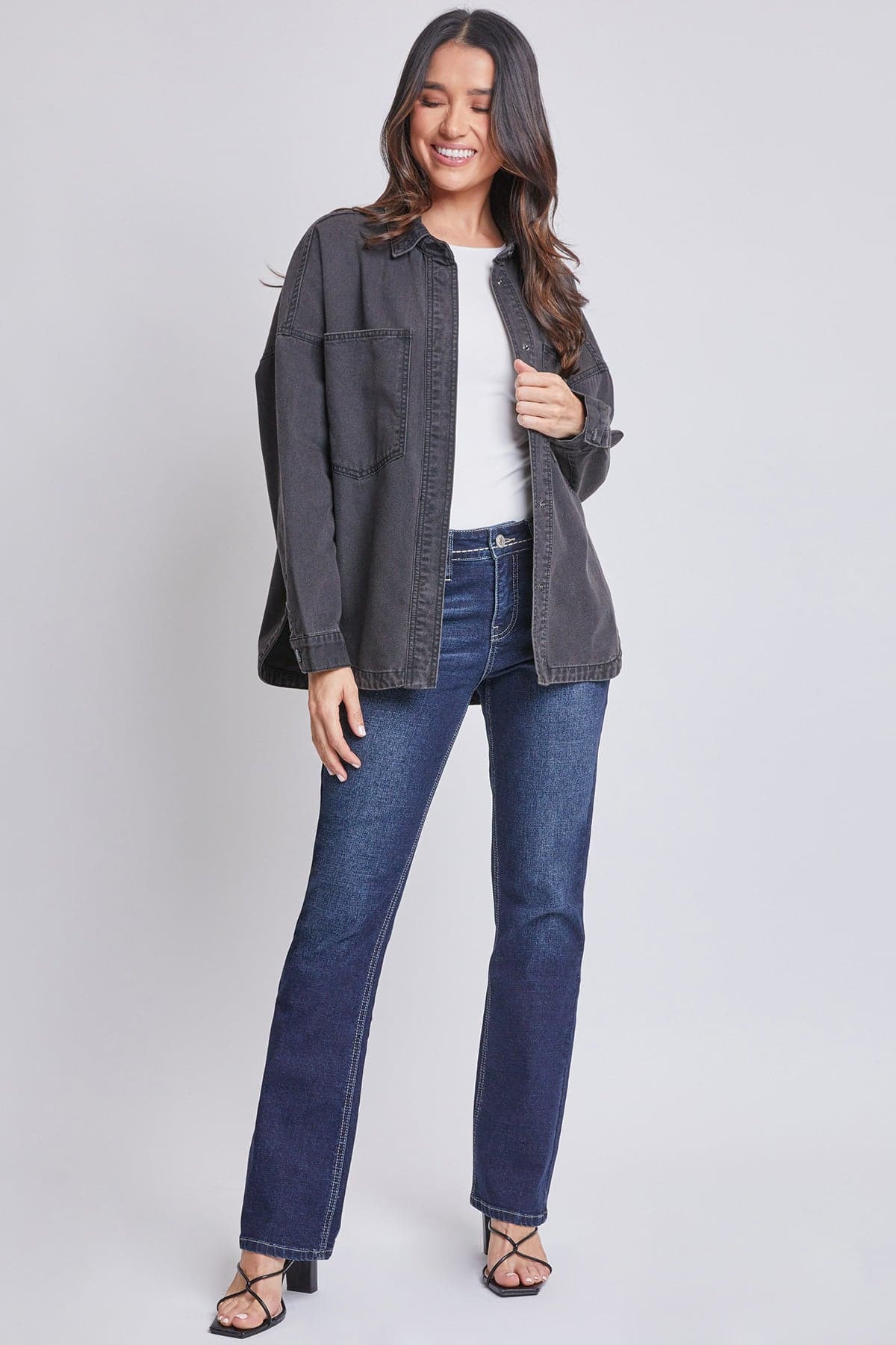 Women’s Oversized Shacket with Front Patch Pockets