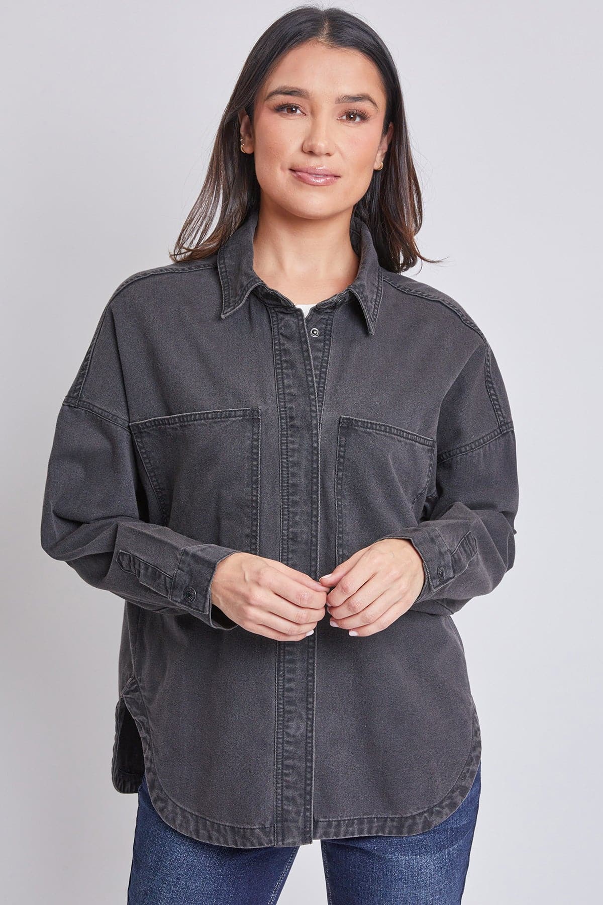 Women’s Oversized Shacket with Front Patch Pockets