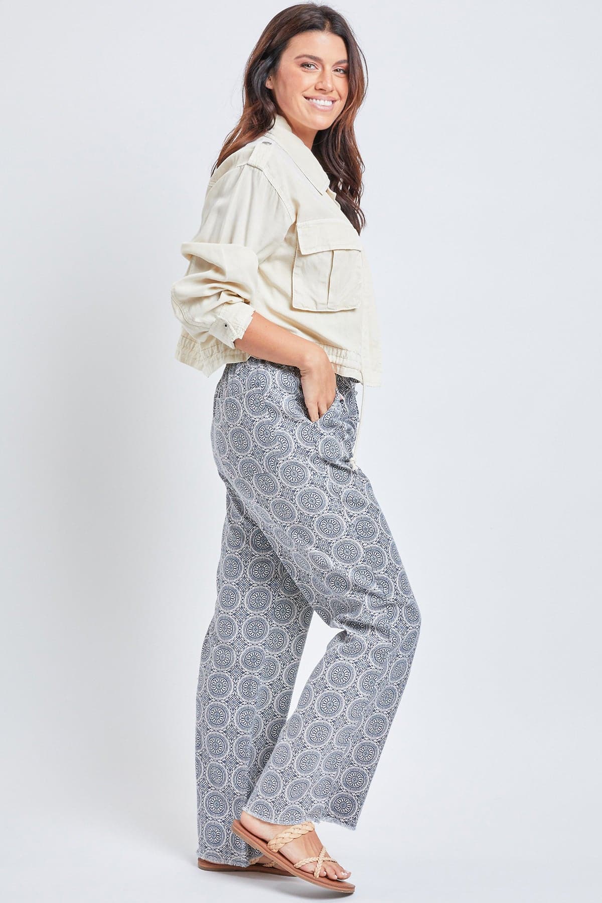 Women High Rise Linen Blend Wide Leg Pants Wp1081Ln