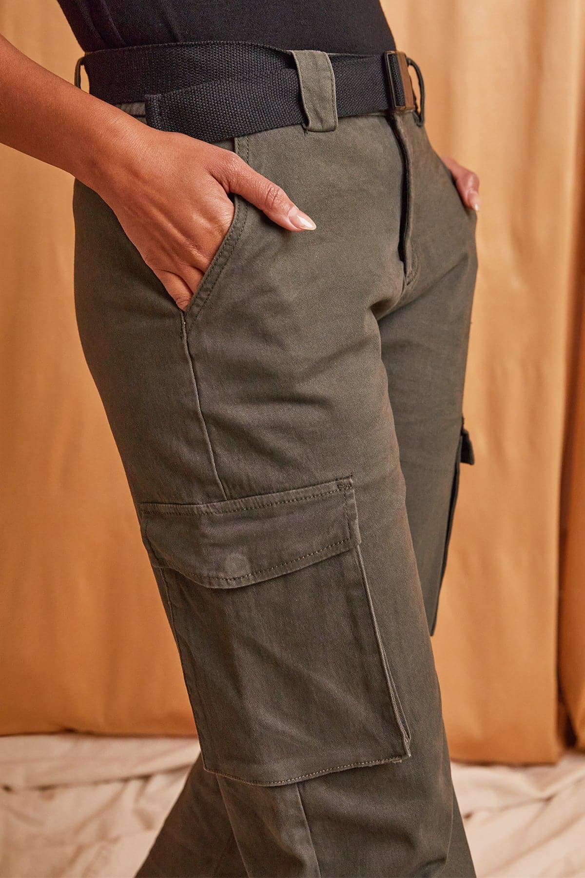 Women’s High Rise Belted Cargo Pants