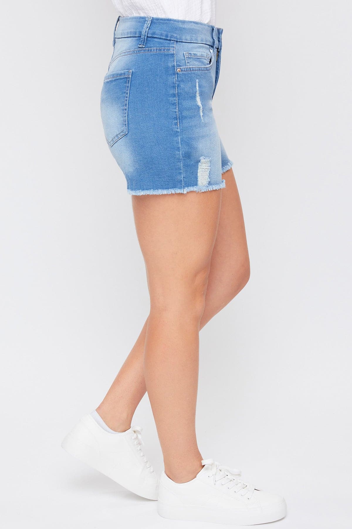 Women's Curvy High Rise Frayed Hem Shorts