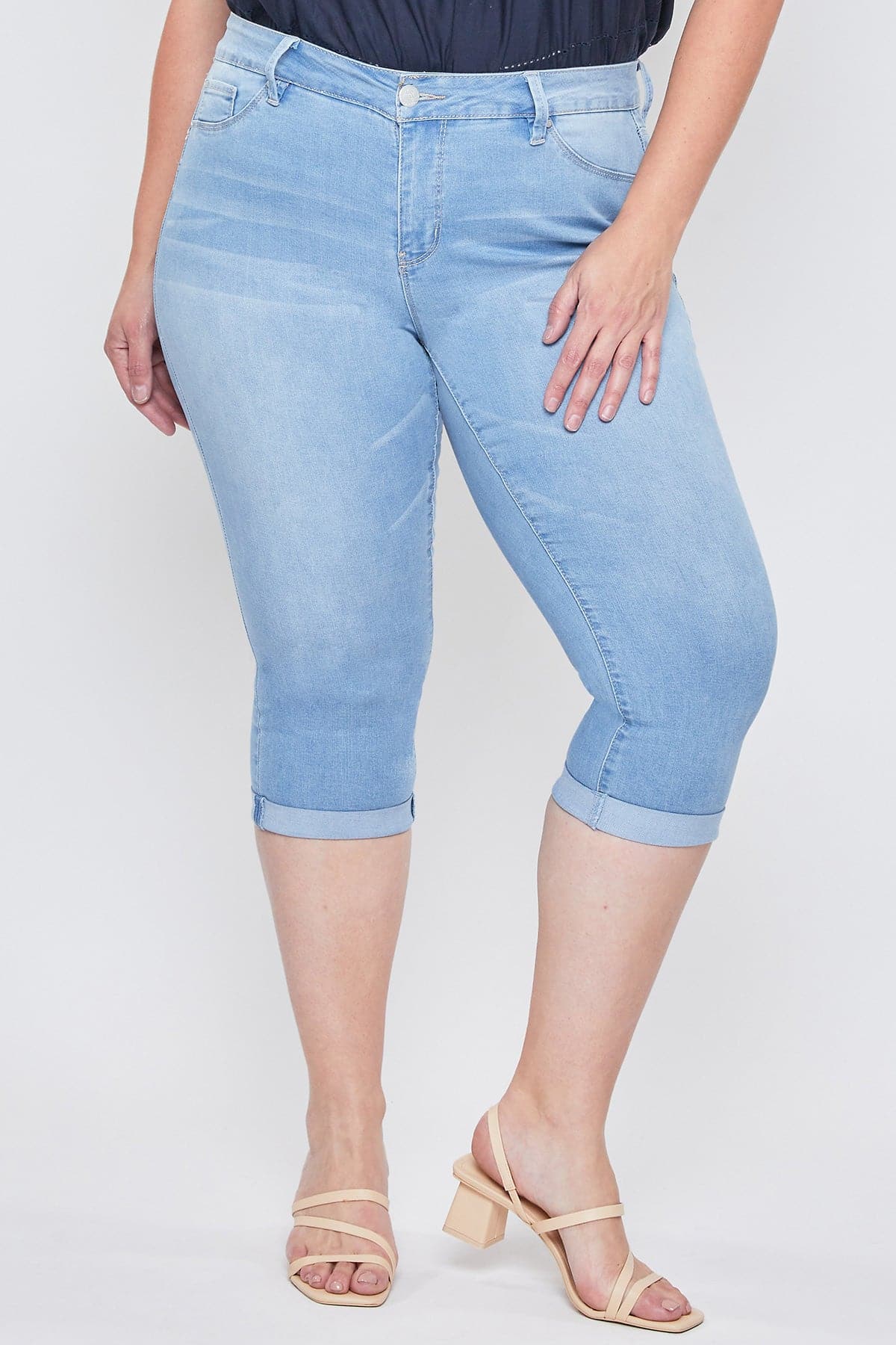 Women´s Plus High-Rise Double Rolled Cuff Crop Jean