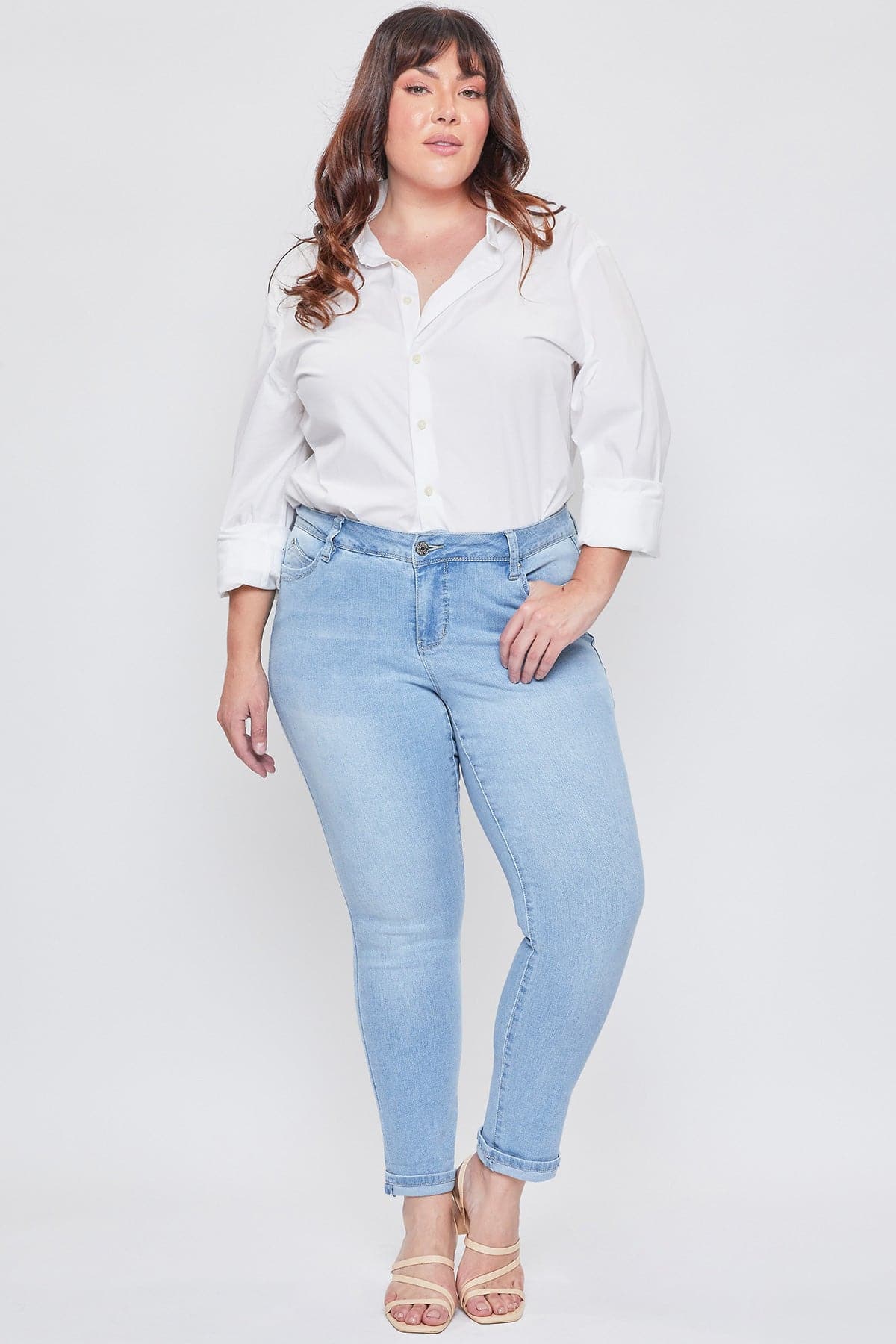 Women's Plus Size WannaBettaButt Mid Rise Mega Cuff Ankle Jeans