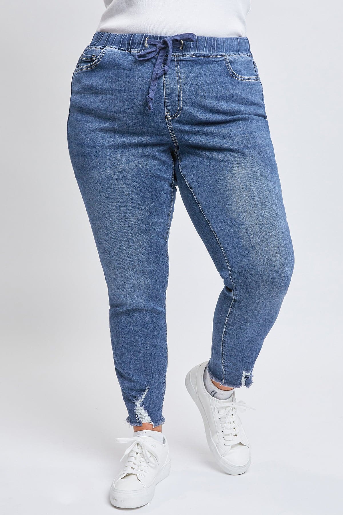 Women's Plus Size High Rise Denim Ankle Joggers