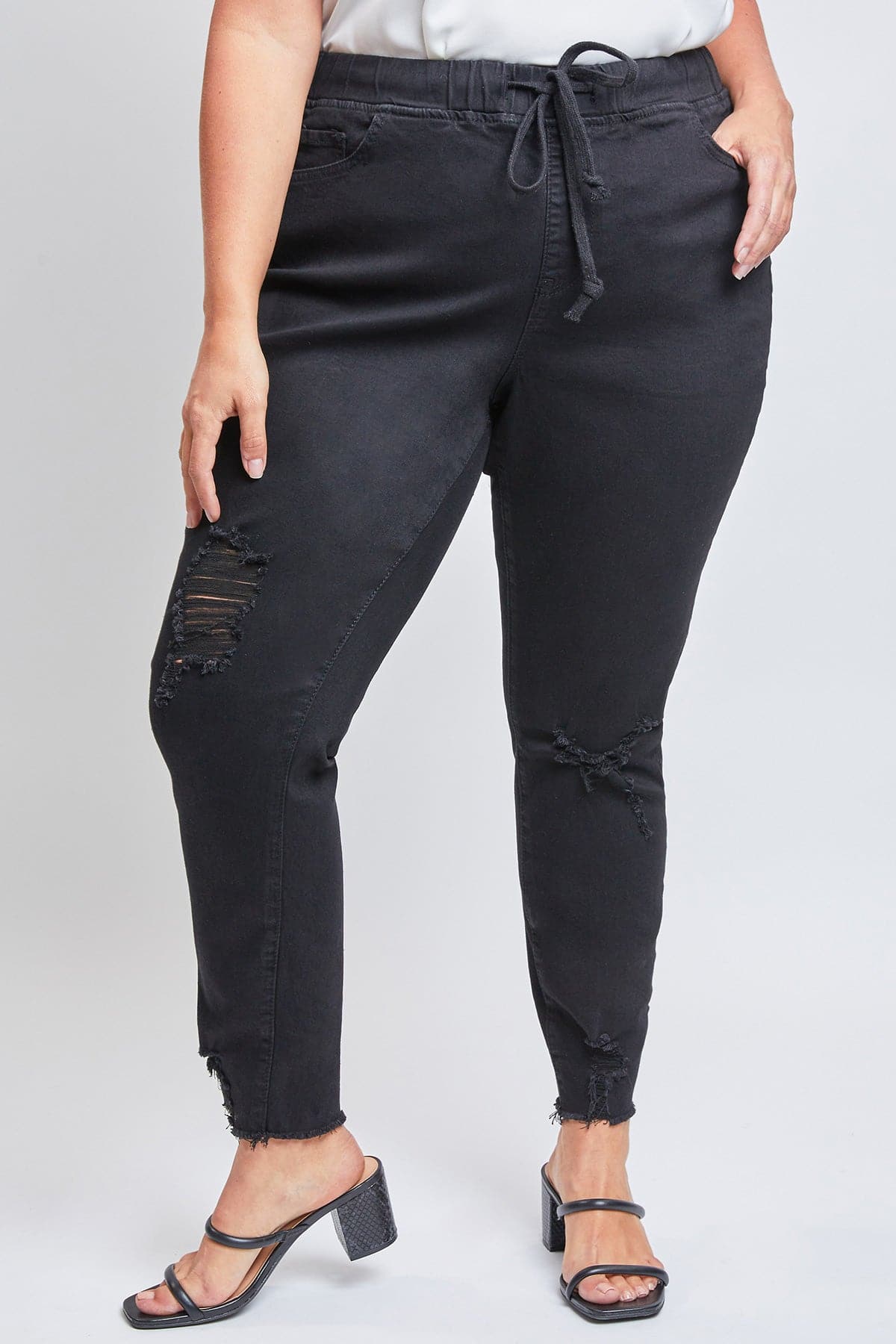 Women's Plus Size High Rise Denim Ankle Joggers