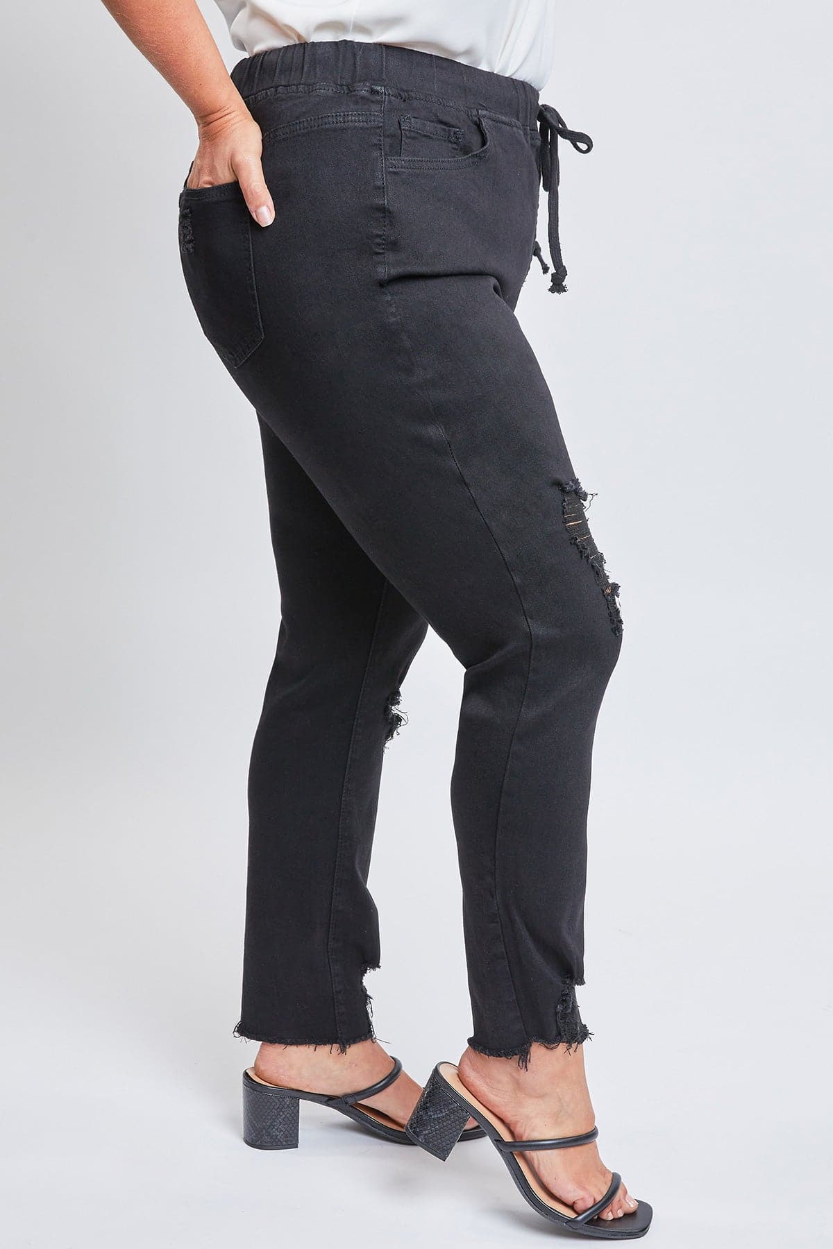 Women's Plus Size High Rise Denim Ankle Joggers