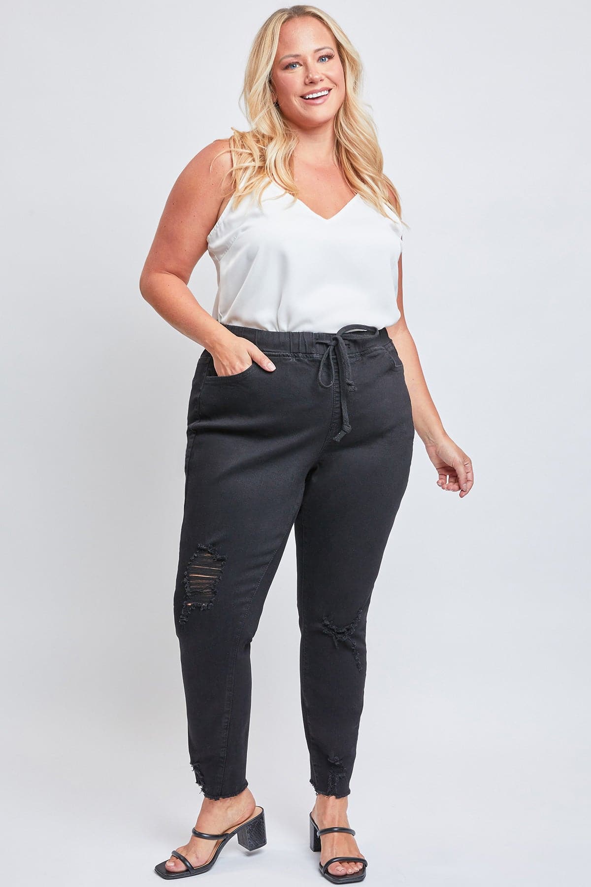 Women's Plus Size High Rise Denim Ankle Joggers