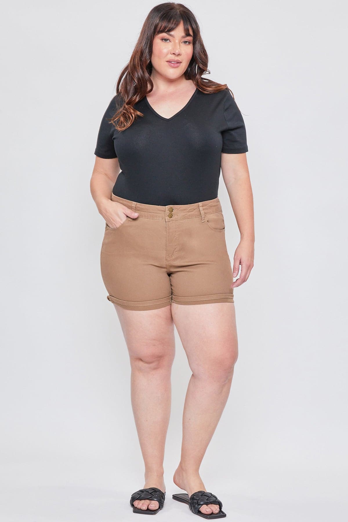 Women´s Plus Stacked Waistband Twill Shorts