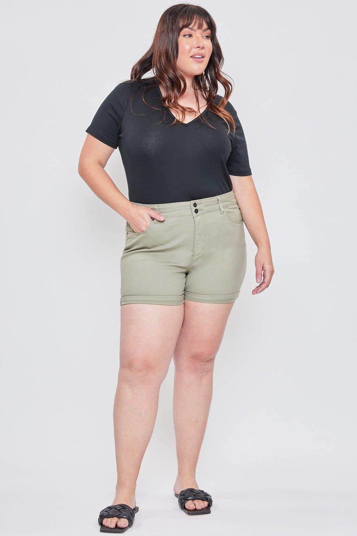 Women´s Plus Stacked Waistband Twill Shorts