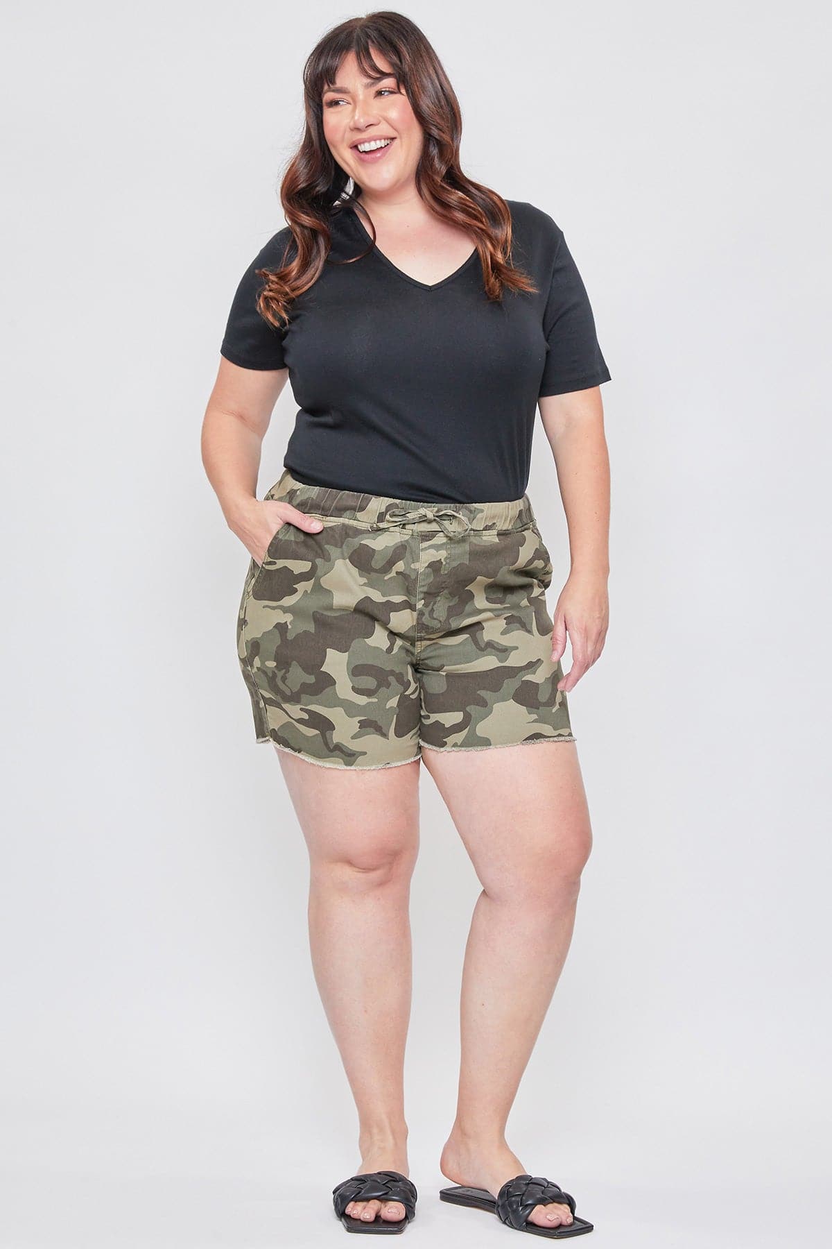 Women's Plus Size High Rise Elastic Waist Shorts